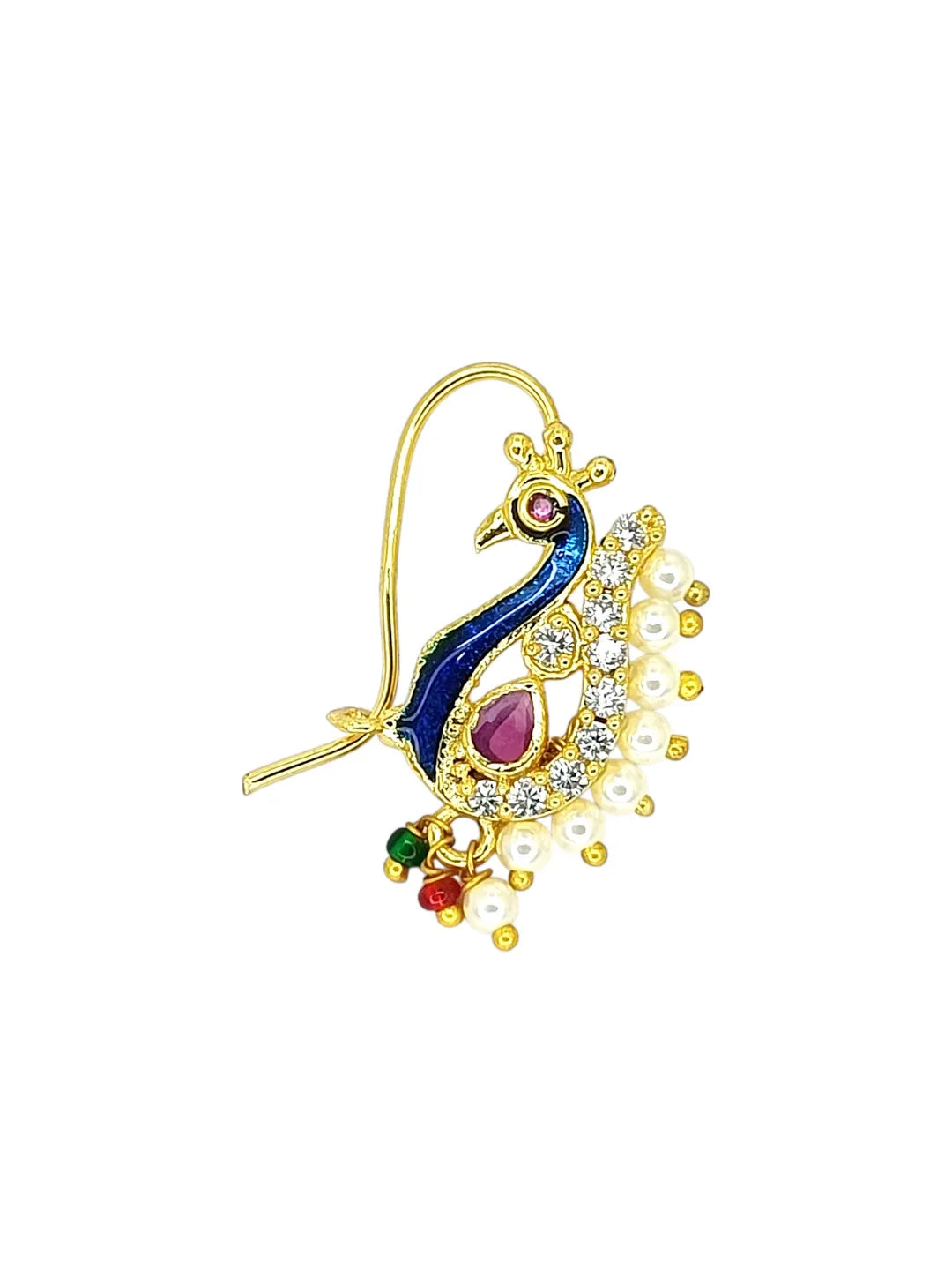 Gold-Plated Colorful Peacock Shaped Nosepin