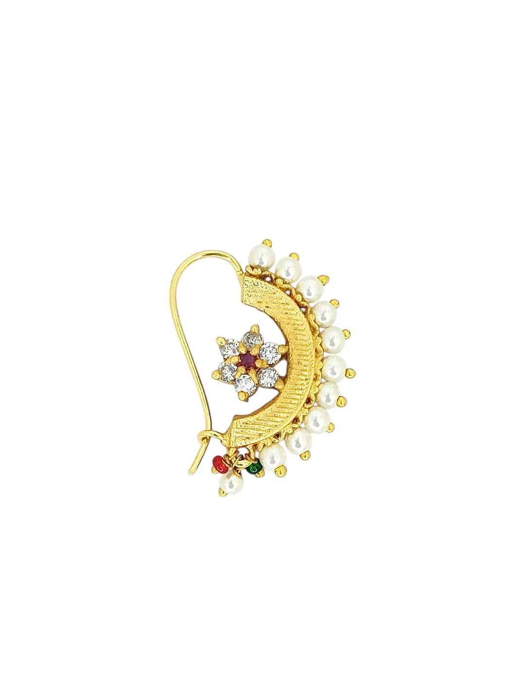 Gold-Plated Floral Design Stone Studded Nosepin