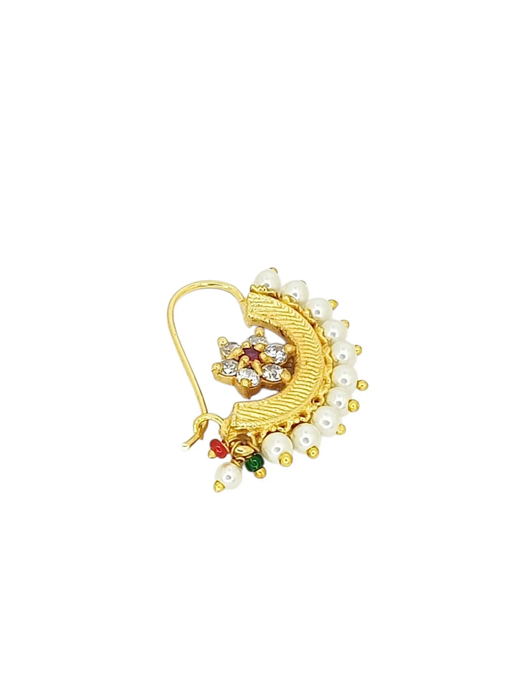 Gold-Plated Floral Design Stone Studded Nosepin