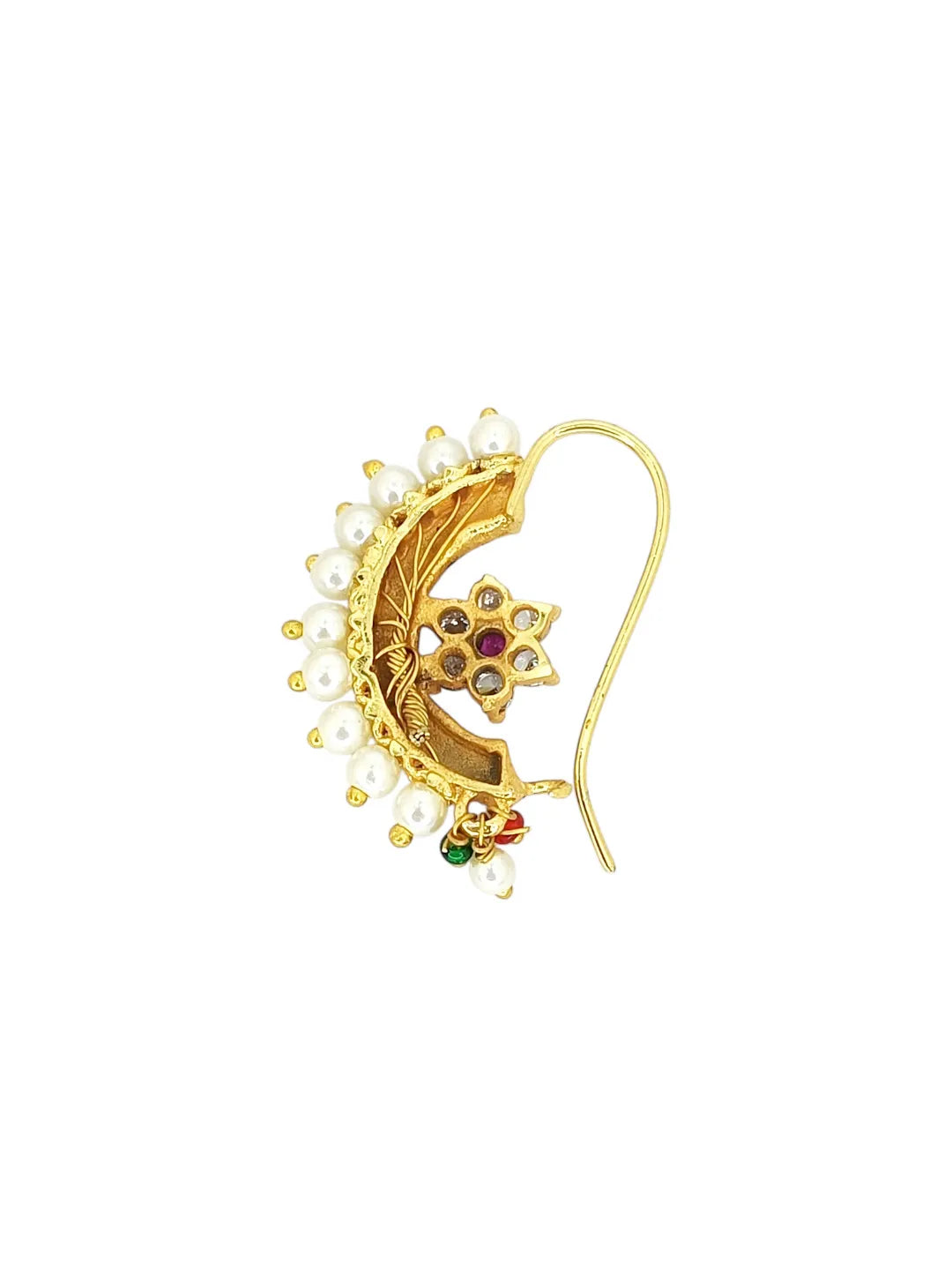 Gold-Plated Floral Design Stone Studded Nosepin