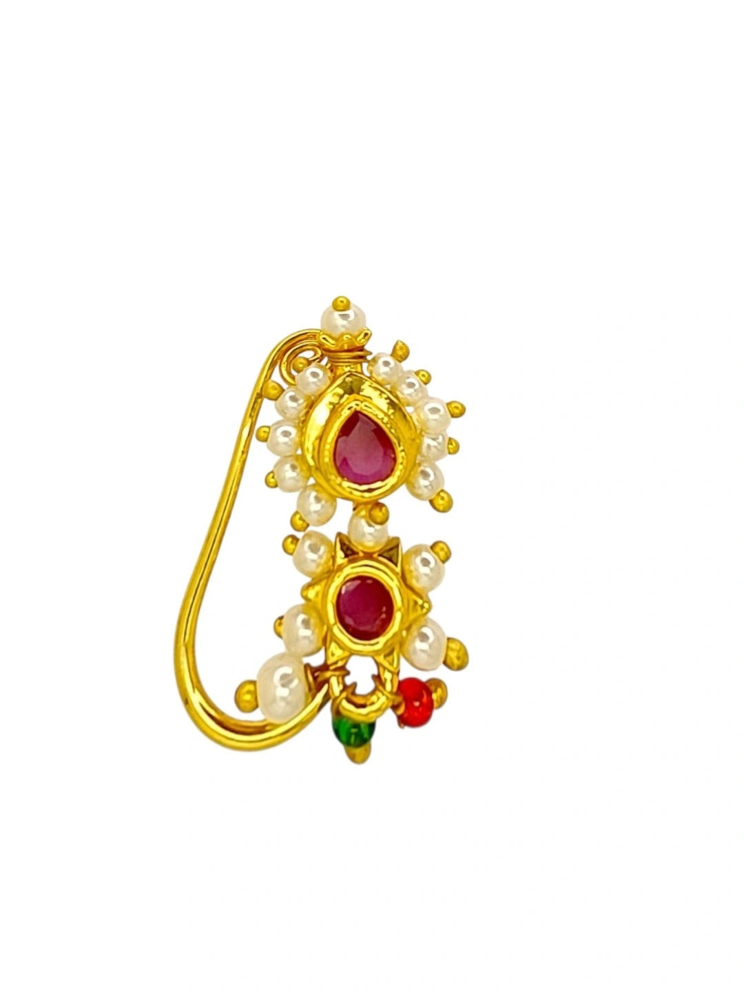 Golden Nosepin with 2 Diff Shaped Stone Studded