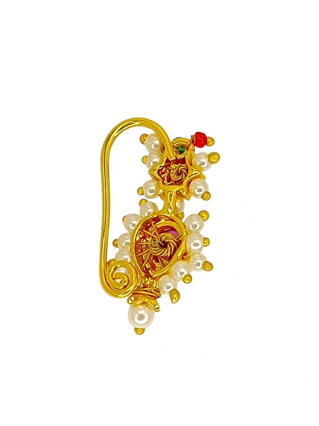 Golden Nosepin with 2 Diff Shaped Stone Studded