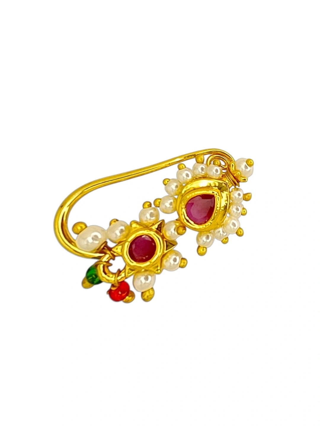 Golden Nosepin with 2 Diff Shaped Stone Studded