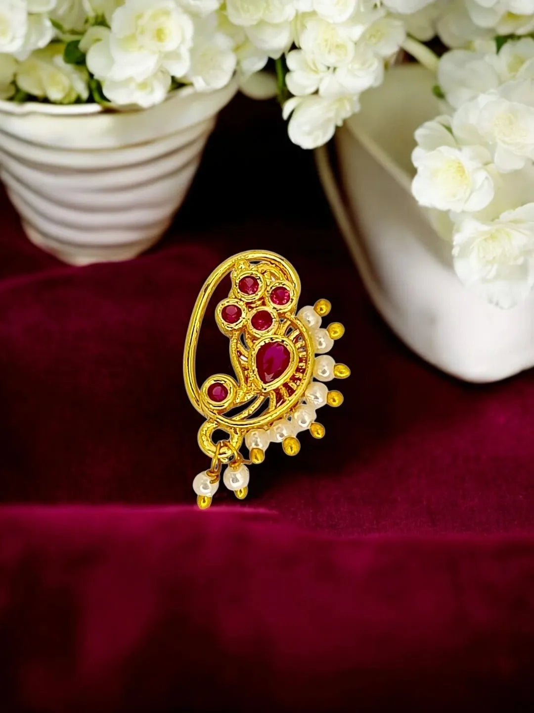 Golden Nosepin with Red Stone Studded