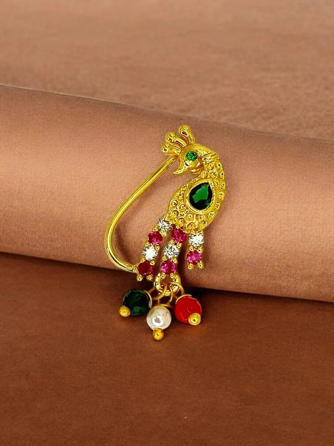 Golden Peacock Design Nosepin