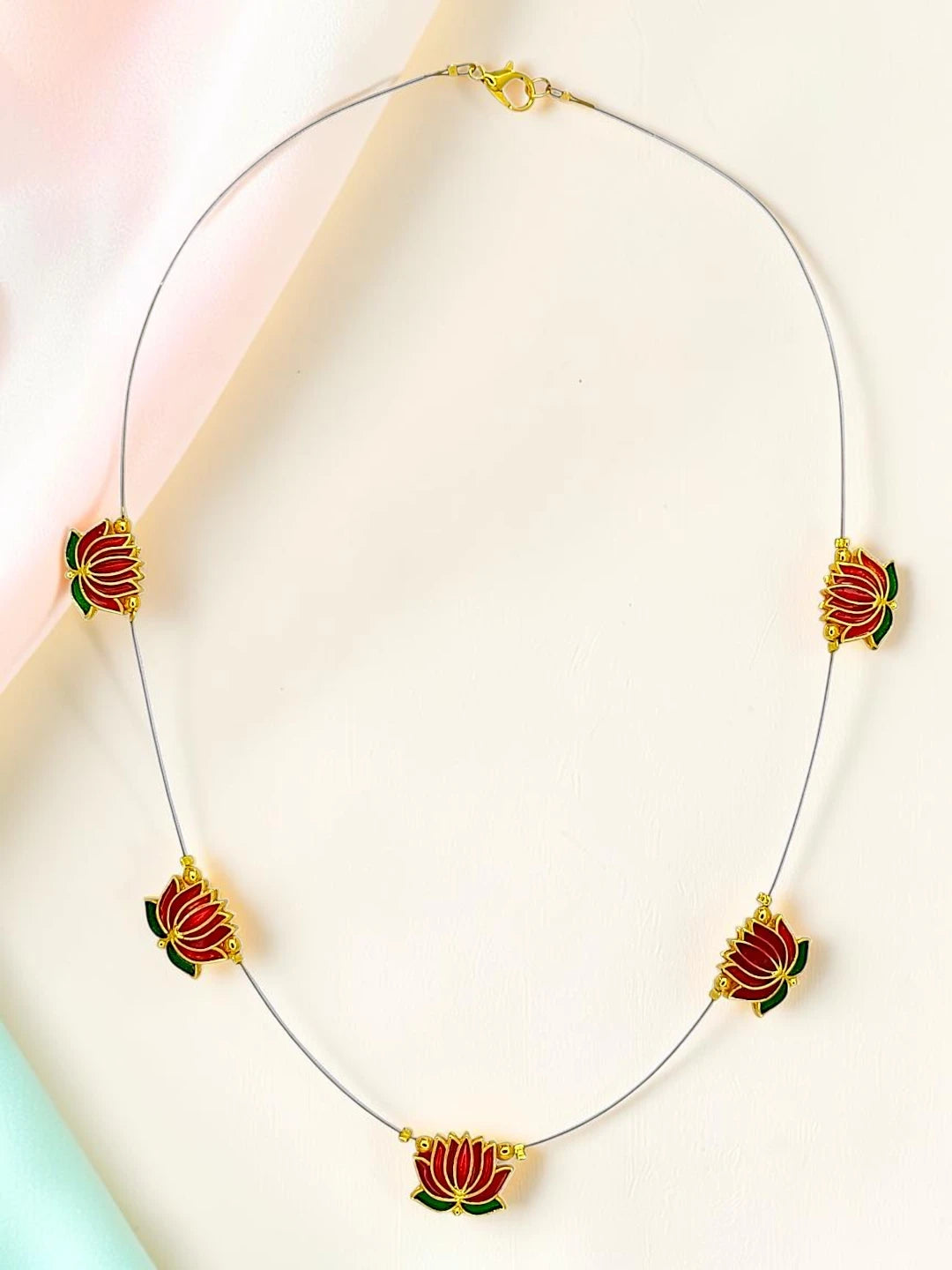Gold Plated Latus Design Necklace and Chain For Women and Girls