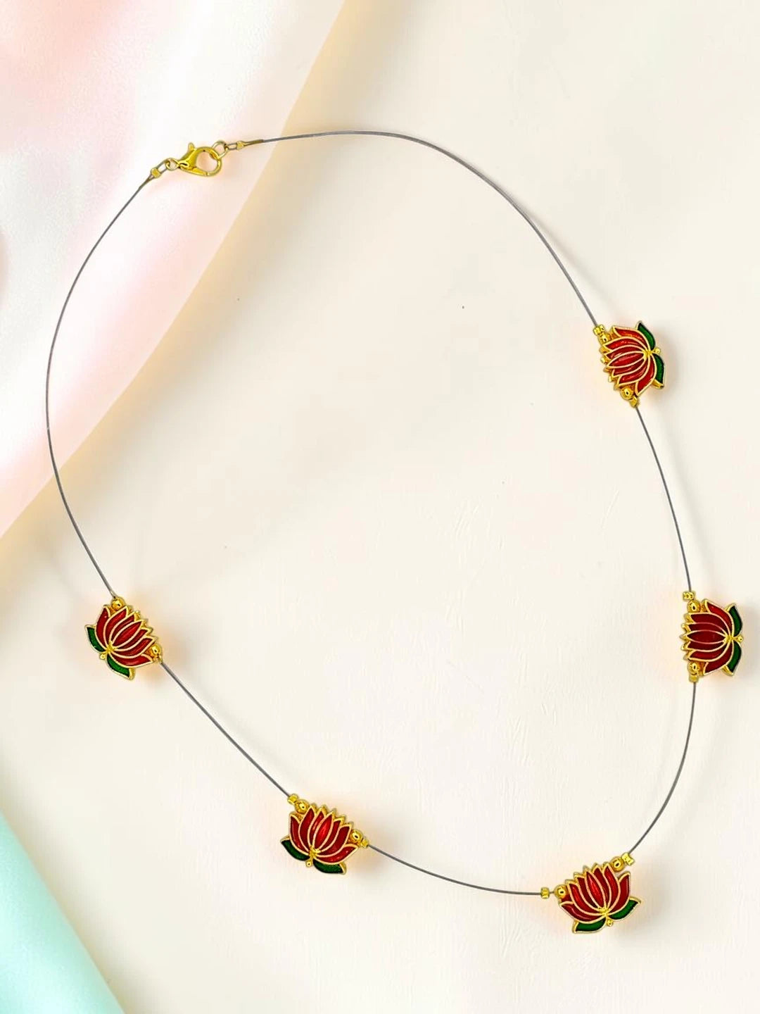 Gold Plated Latus Design Necklace and Chain For Women and Girls