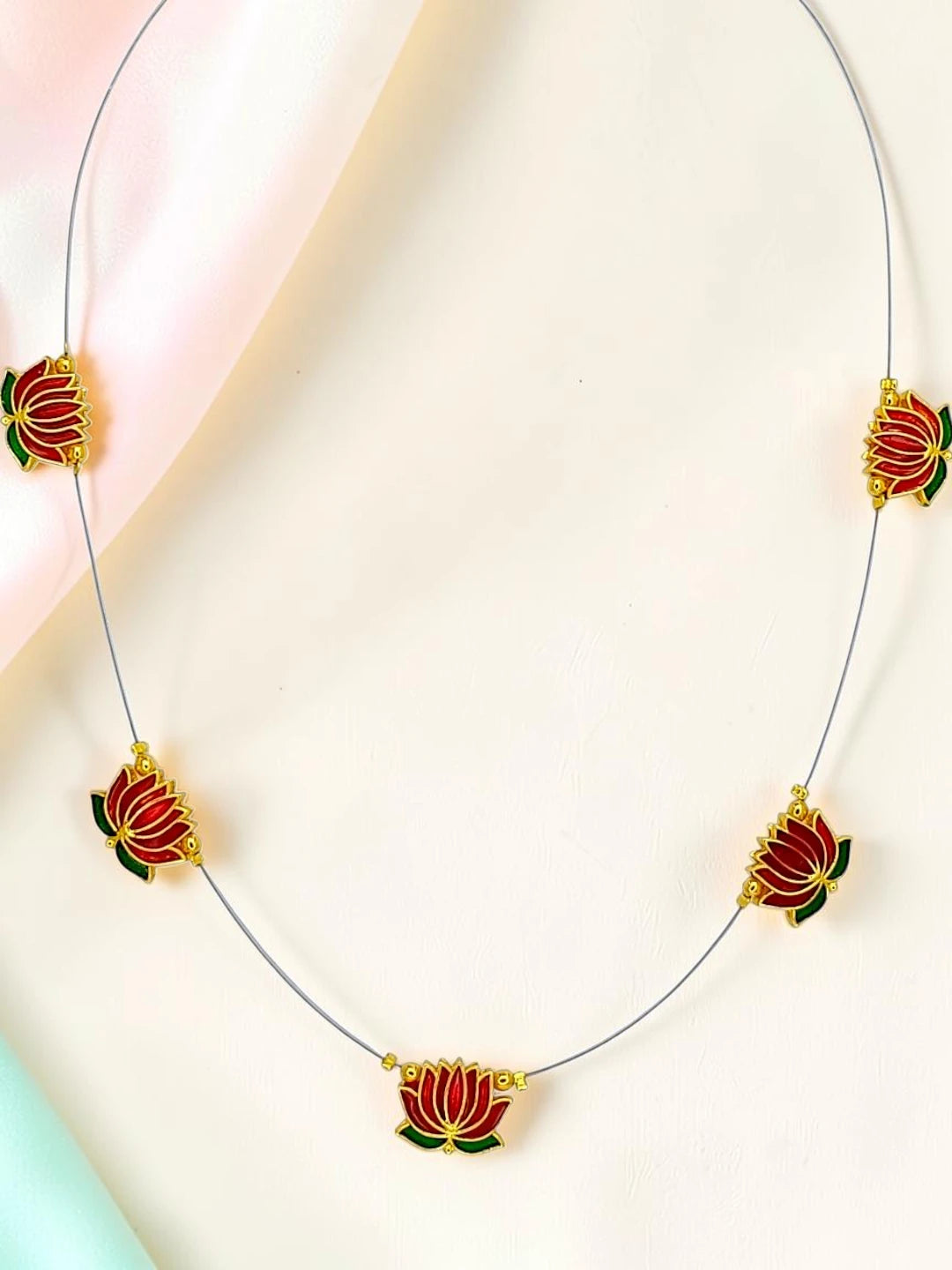 Gold Plated Latus Design Necklace and Chain For Women and Girls