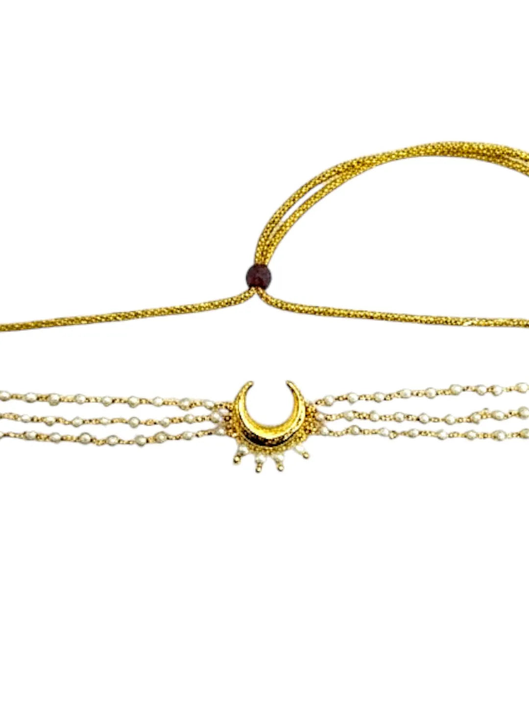 Gold Plated Chandrakor Layred Necklace and Chain For Women and Girls