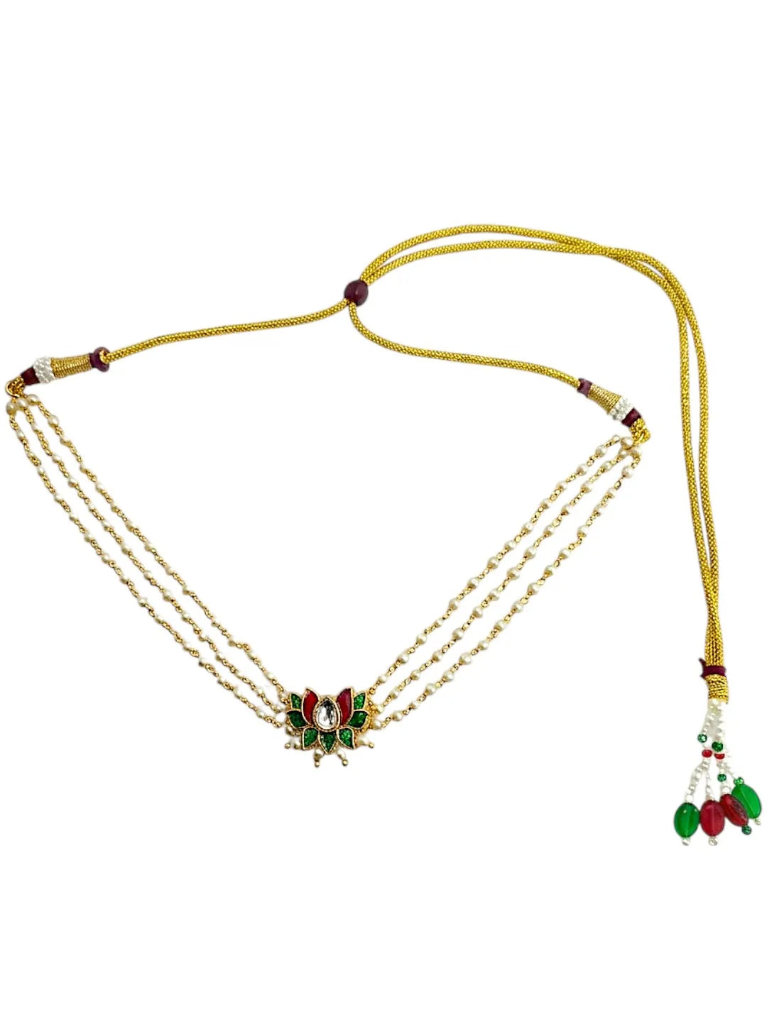 Gold Plated Lotus Layered Necklace For Women and Girls