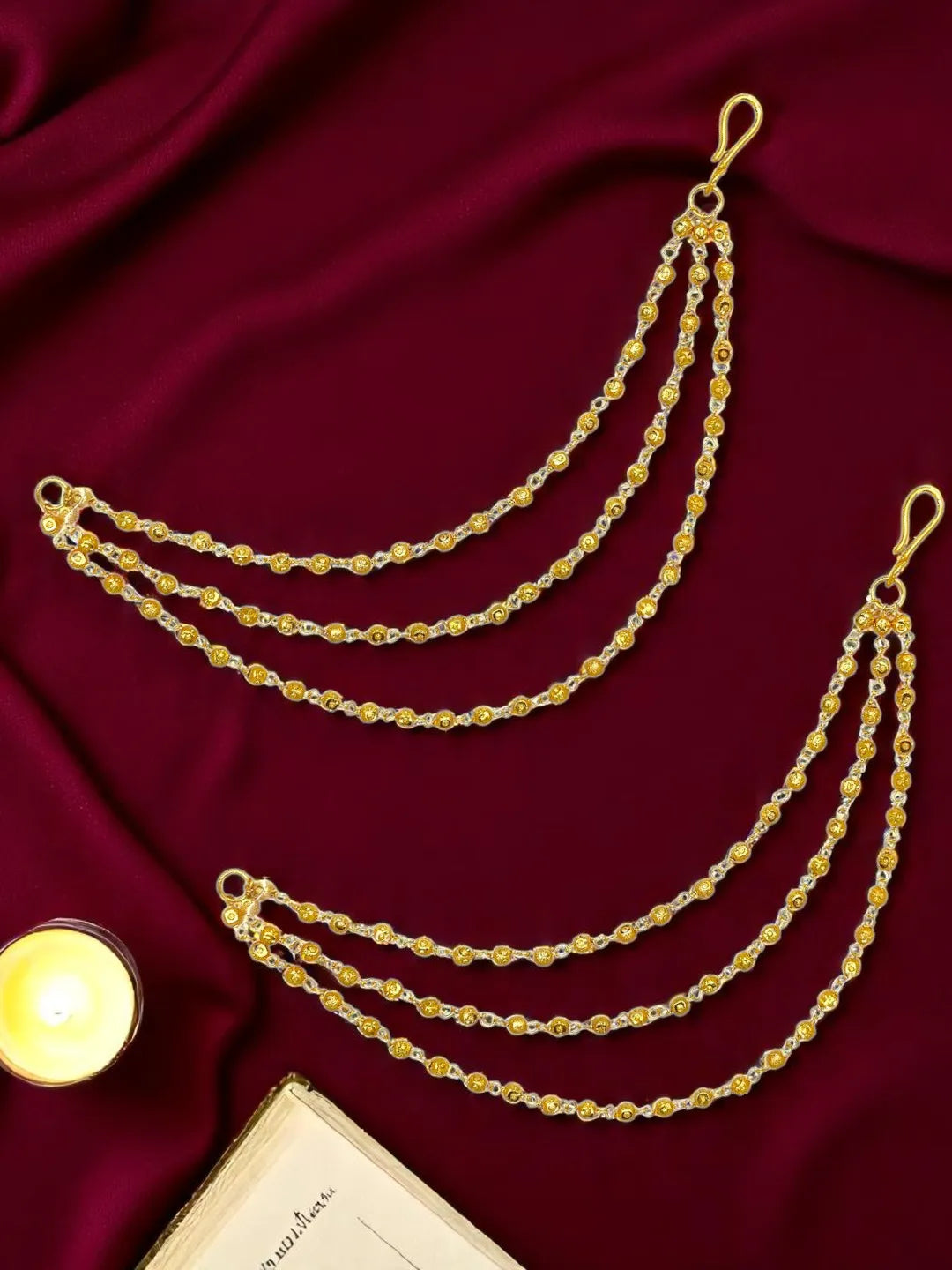 Women Gold-Plated Layered Ear Chain Earrings