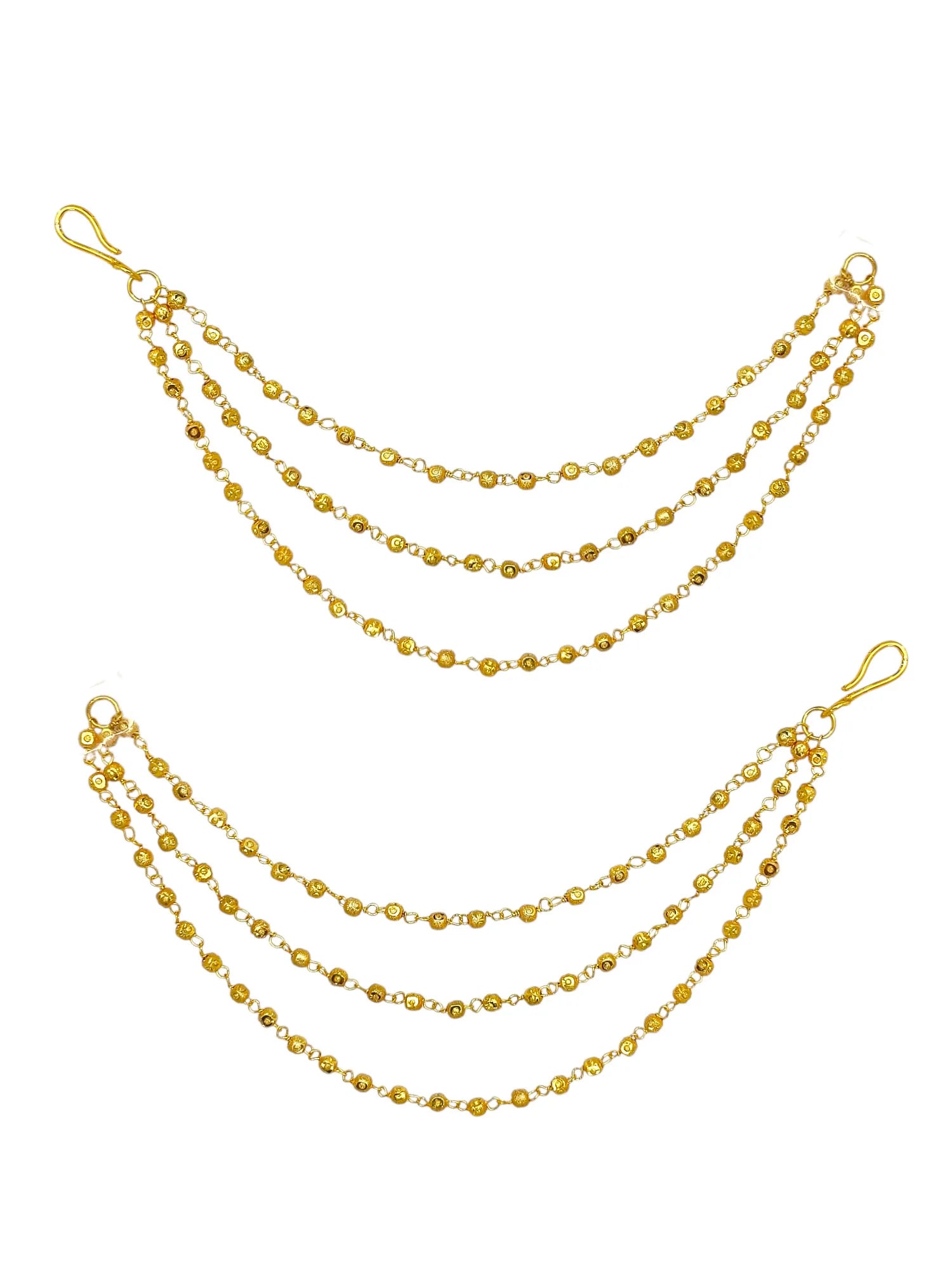 Women Gold-Plated Layered Ear Chain Earrings