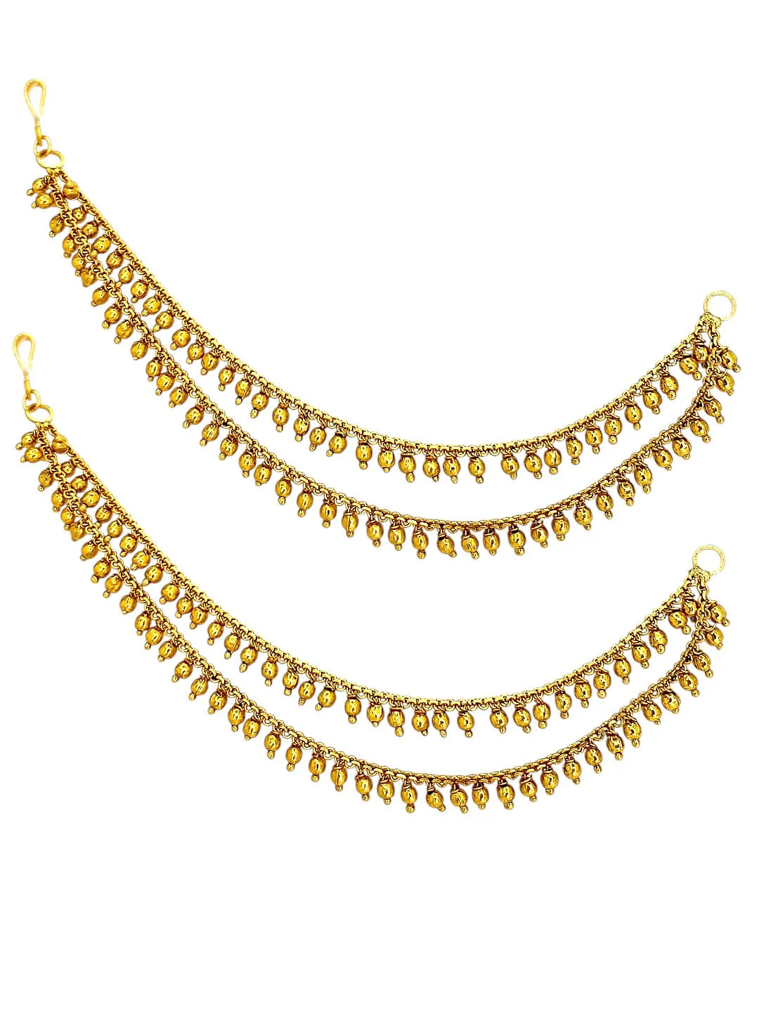 Gold Plated Elegant Bead Accents Ear Chains For Women
