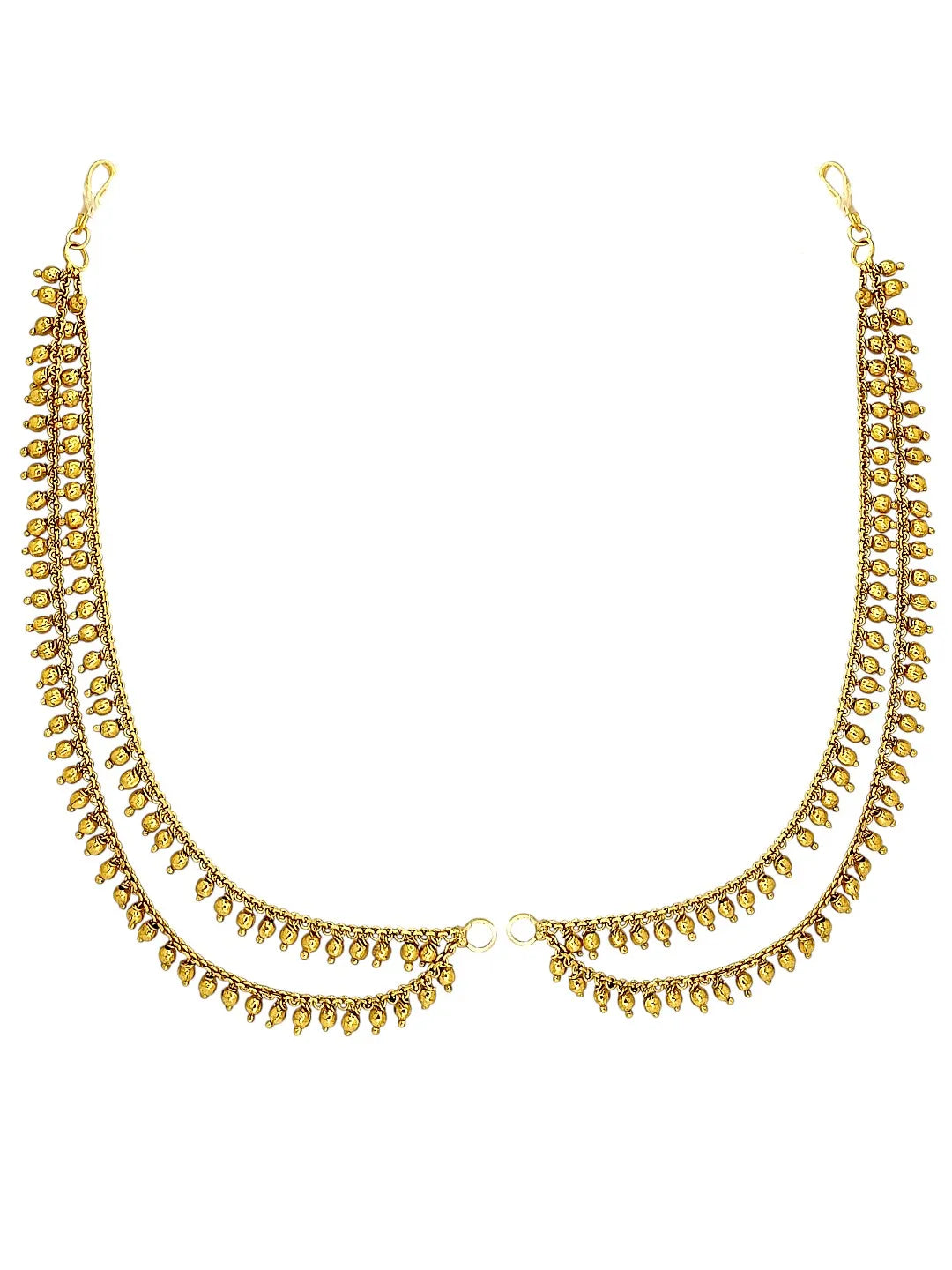 Gold Plated Elegant Bead Accents Ear Chains For Women