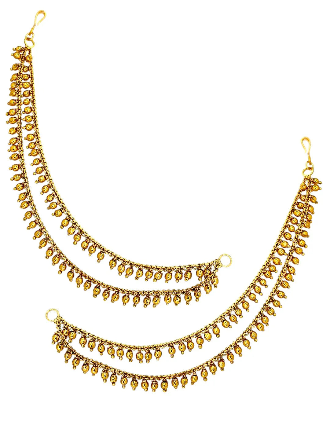 Gold Plated Elegant Bead Accents Ear Chains For Women