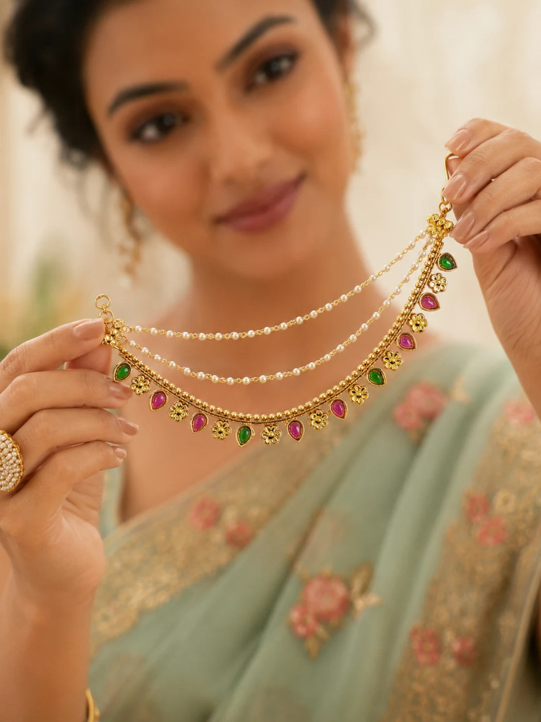 Gold Plated Fauna Layered Ear Chain