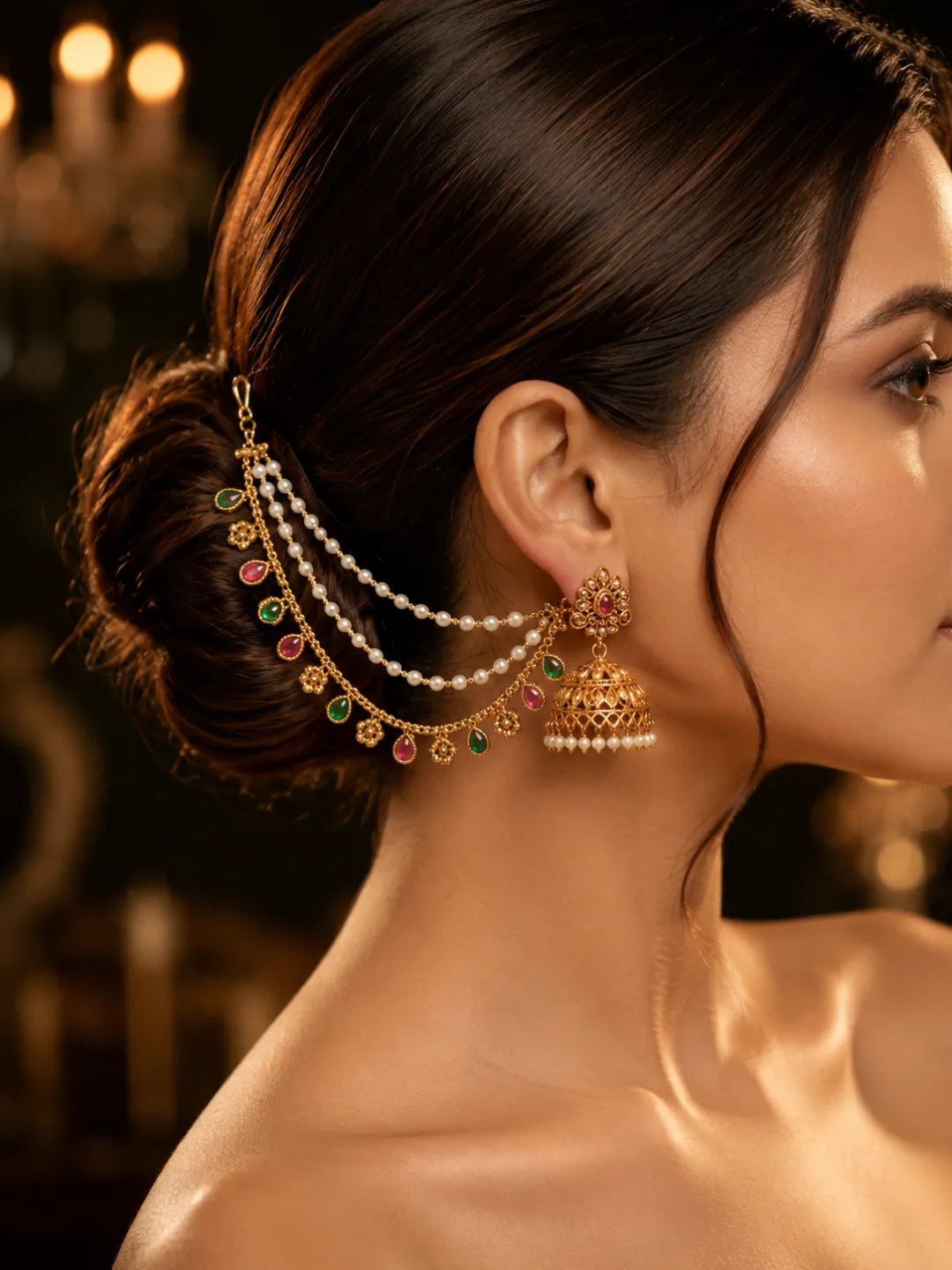 Gold Plated Fauna Layered Ear Chain
