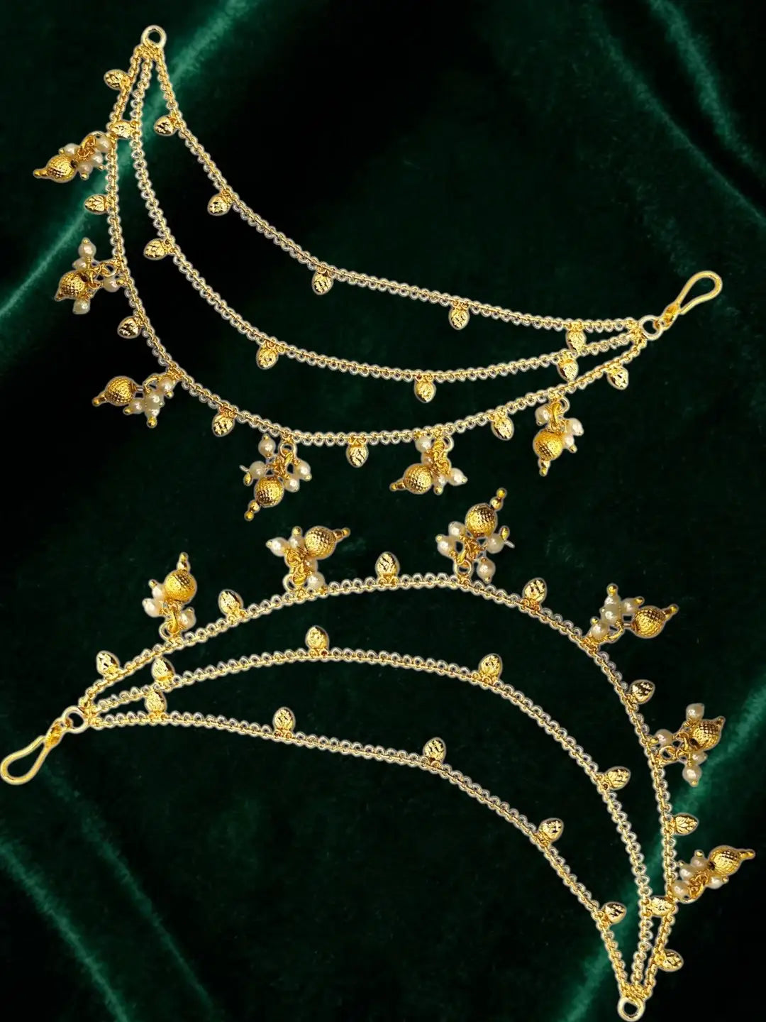 Golden Fantasy Beaded Layered Ear Chain