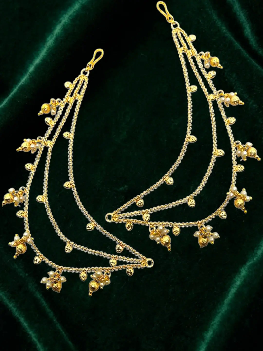 Golden Fantasy Beaded Layered Ear Chain