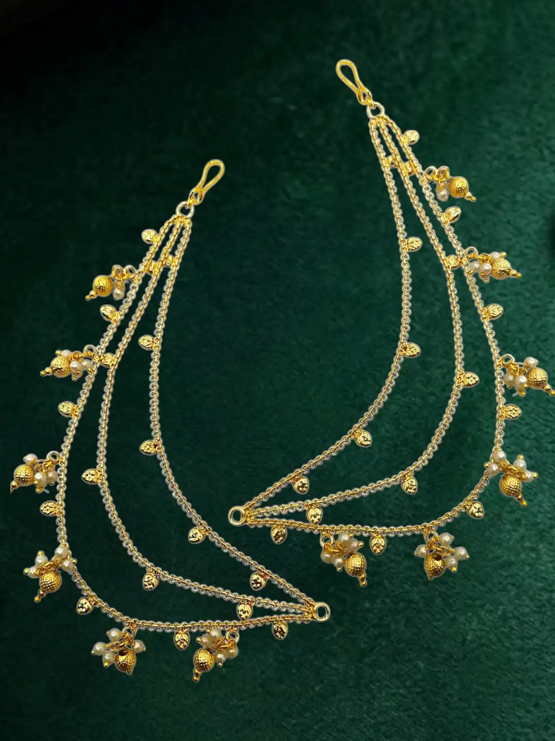 Golden Fantasy Beaded Layered Ear Chain