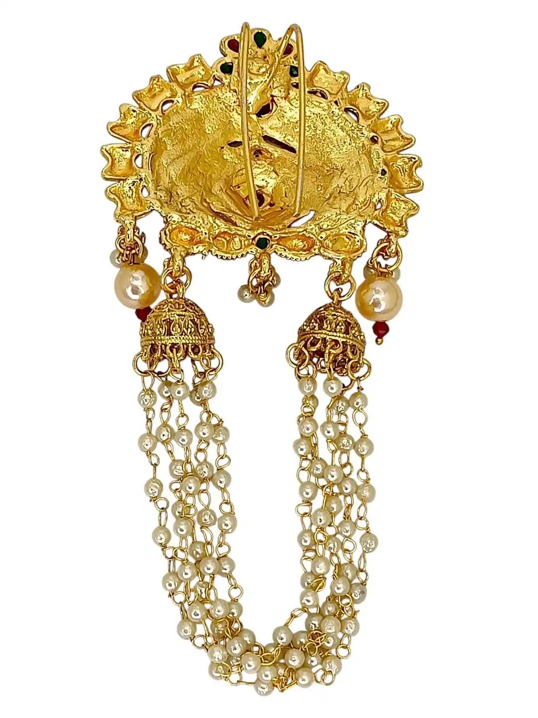 Gold-Plated Artificial Beads Studded with Jhumka Bun Pin