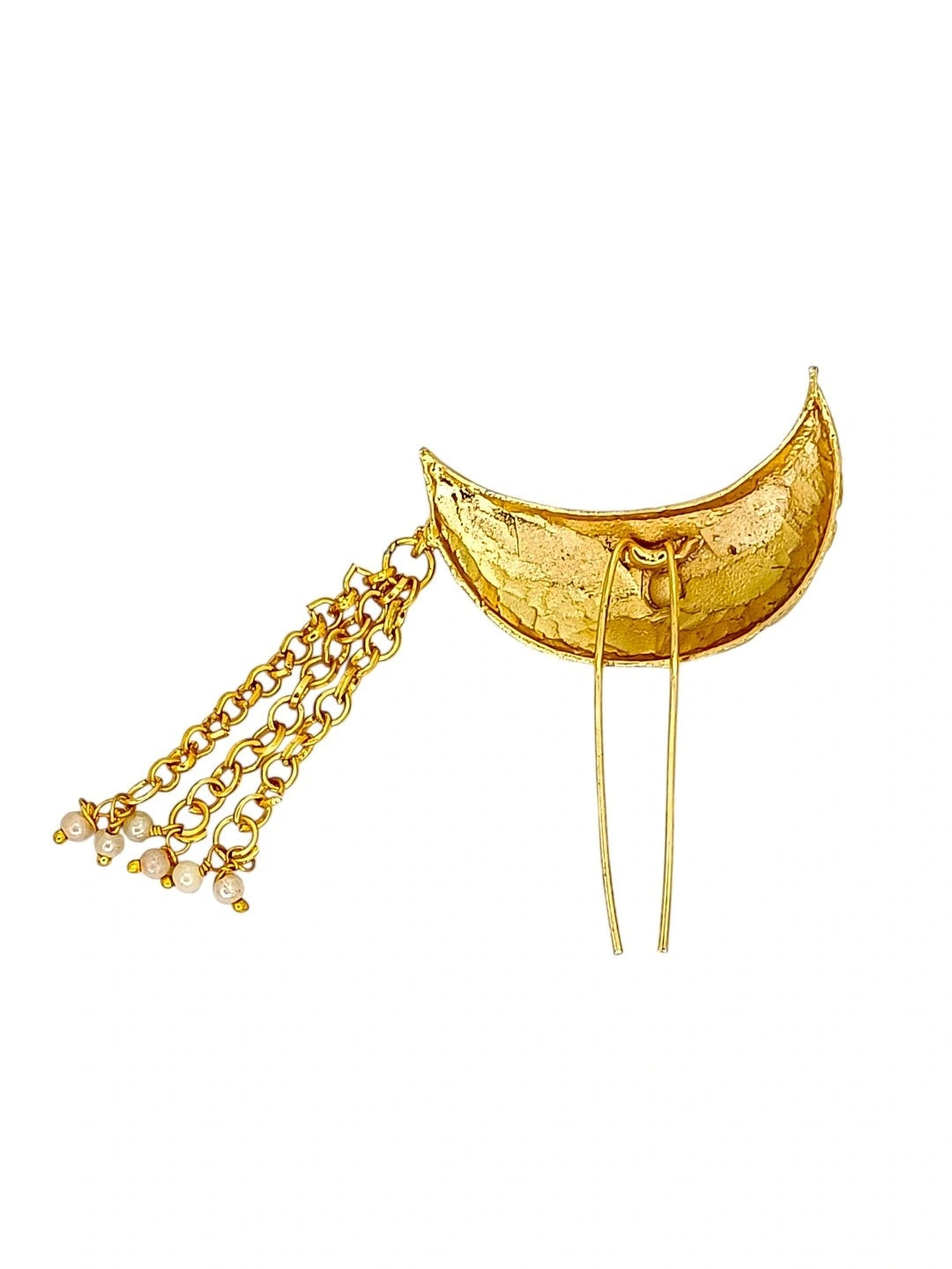 Gold-Plated Artificial Moon Shaped Bun Pin