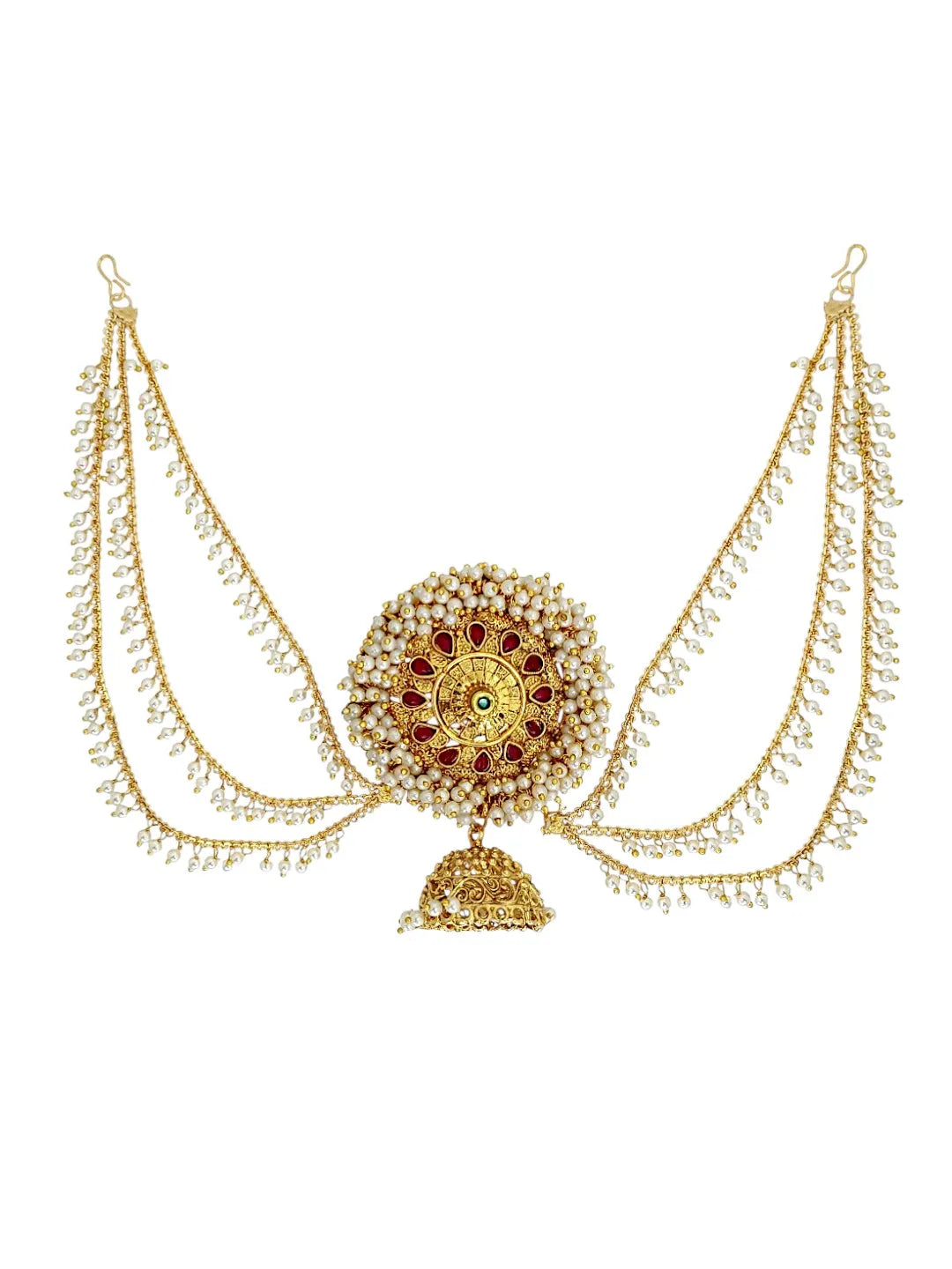 Gold-Plated 3 Teired with Jhumka Bun Pin