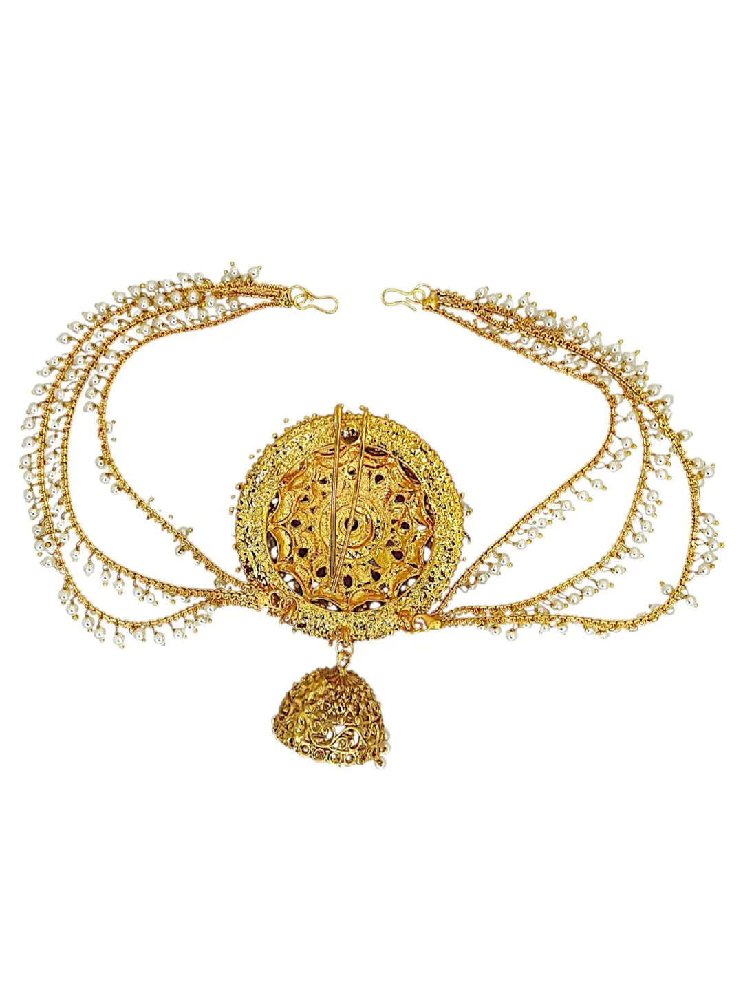 Gold-Plated 3 Teired with Jhumka Bun Pin