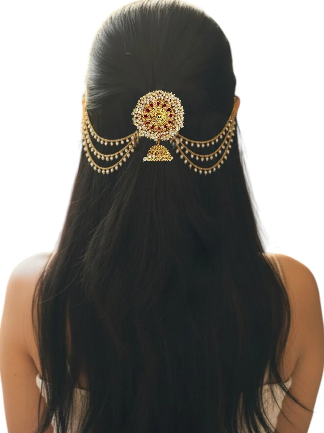 Gold-Plated 3 Teired with Jhumka Bun Pin