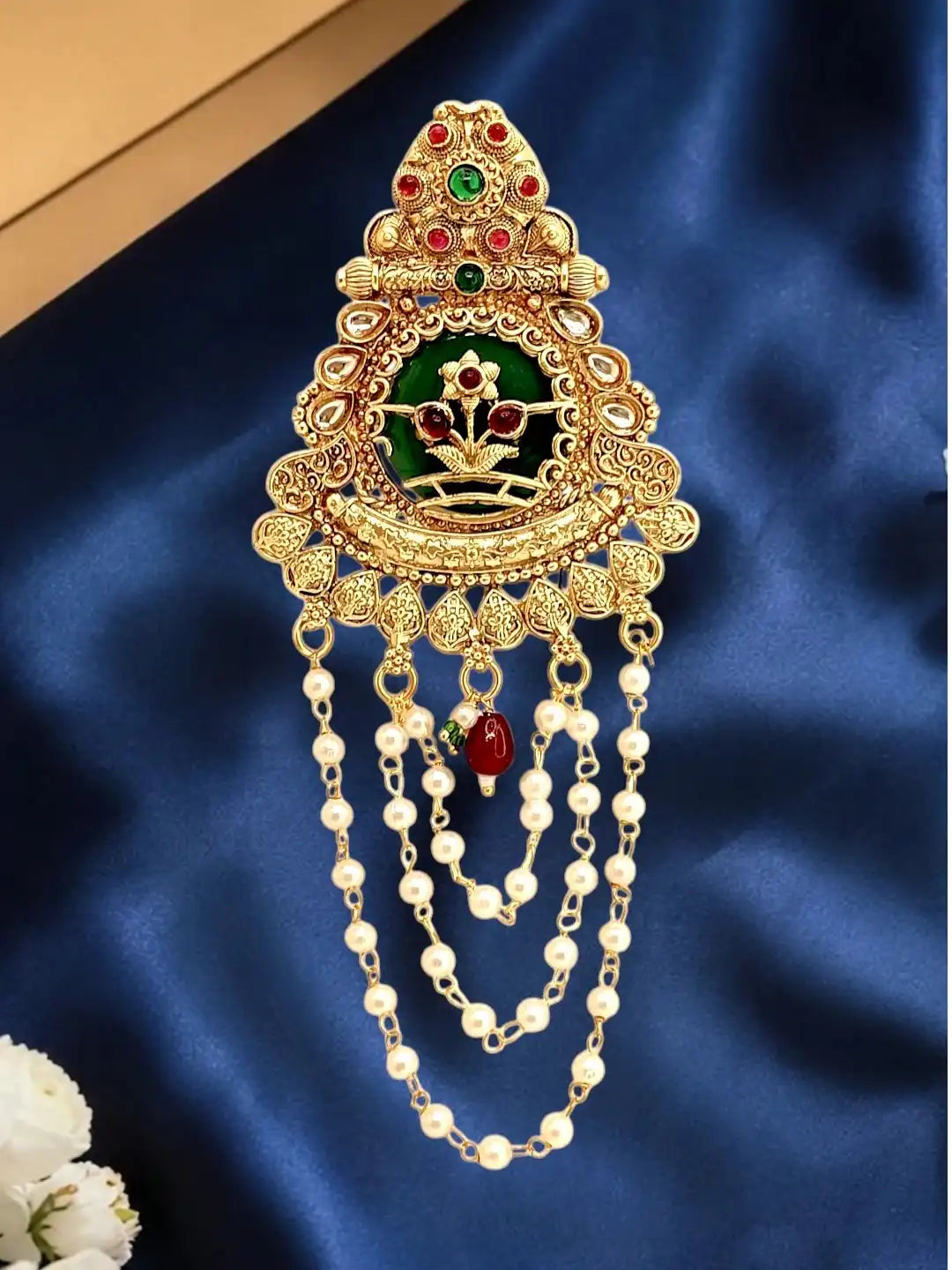 Gold Plated Kundan Heritage Bun Pin
