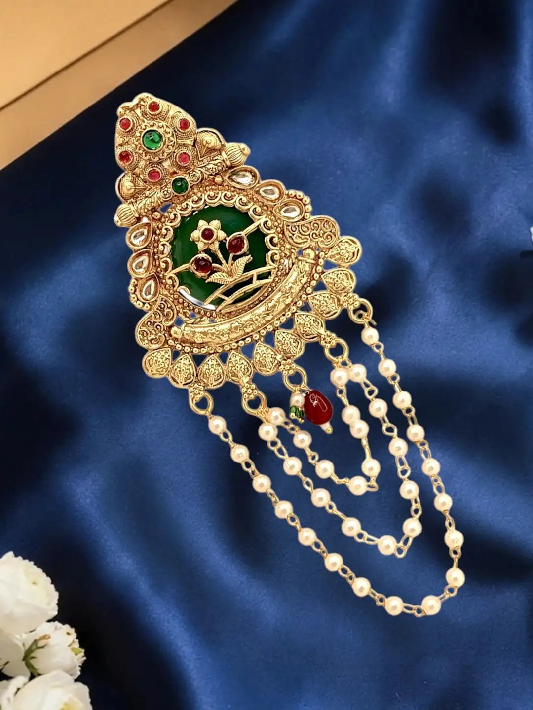 Gold Plated Kundan Heritage Bun Pin