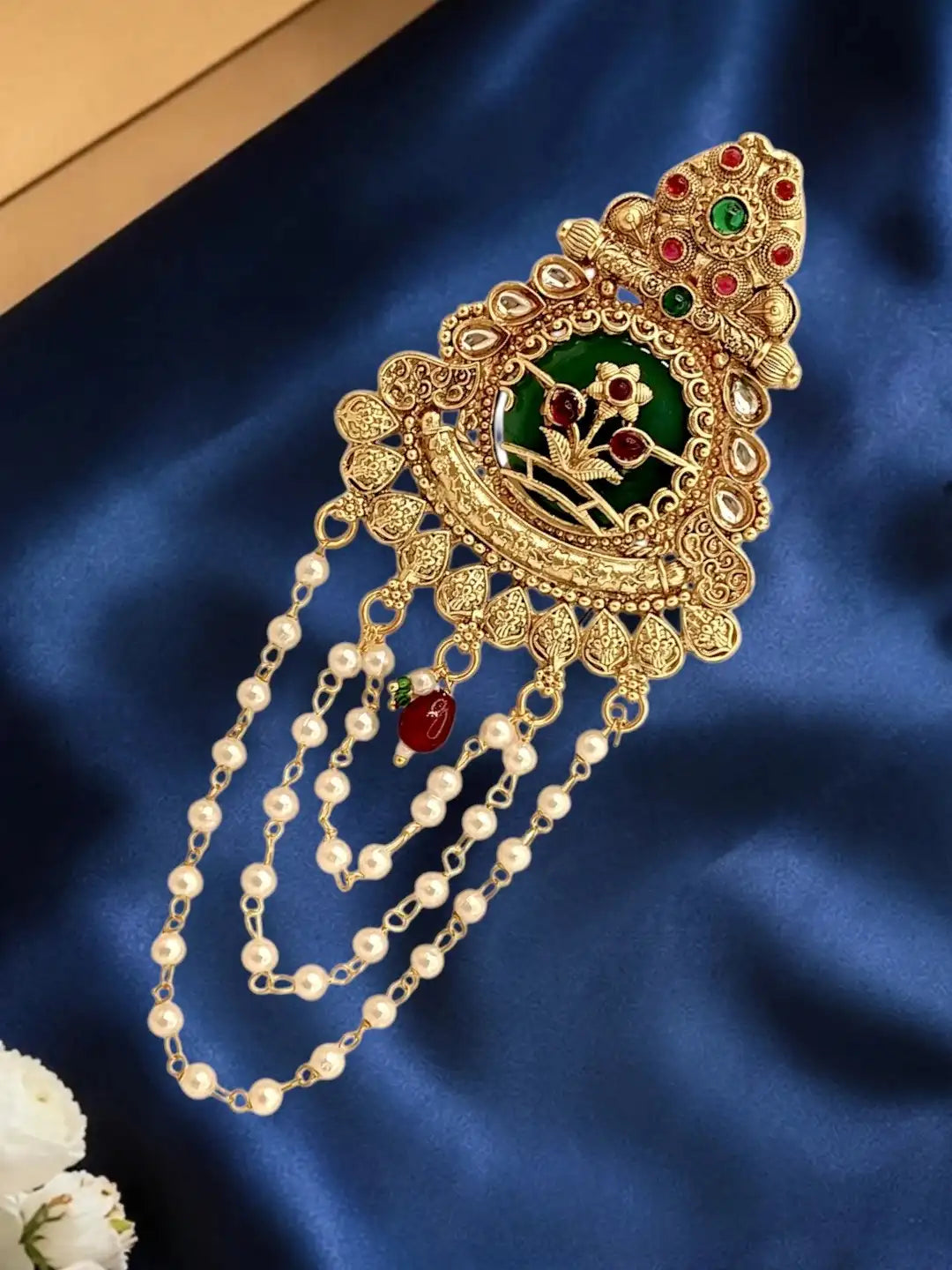 Gold Plated Kundan Heritage Bun Pin