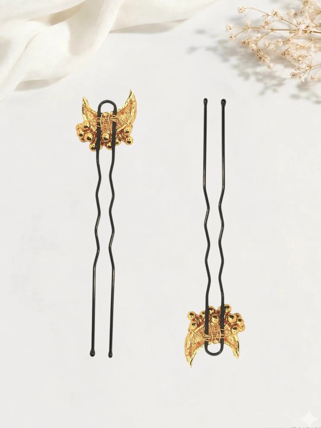 Set Of 6 Gold Plated Moon Shape U Pin Head Jewellery