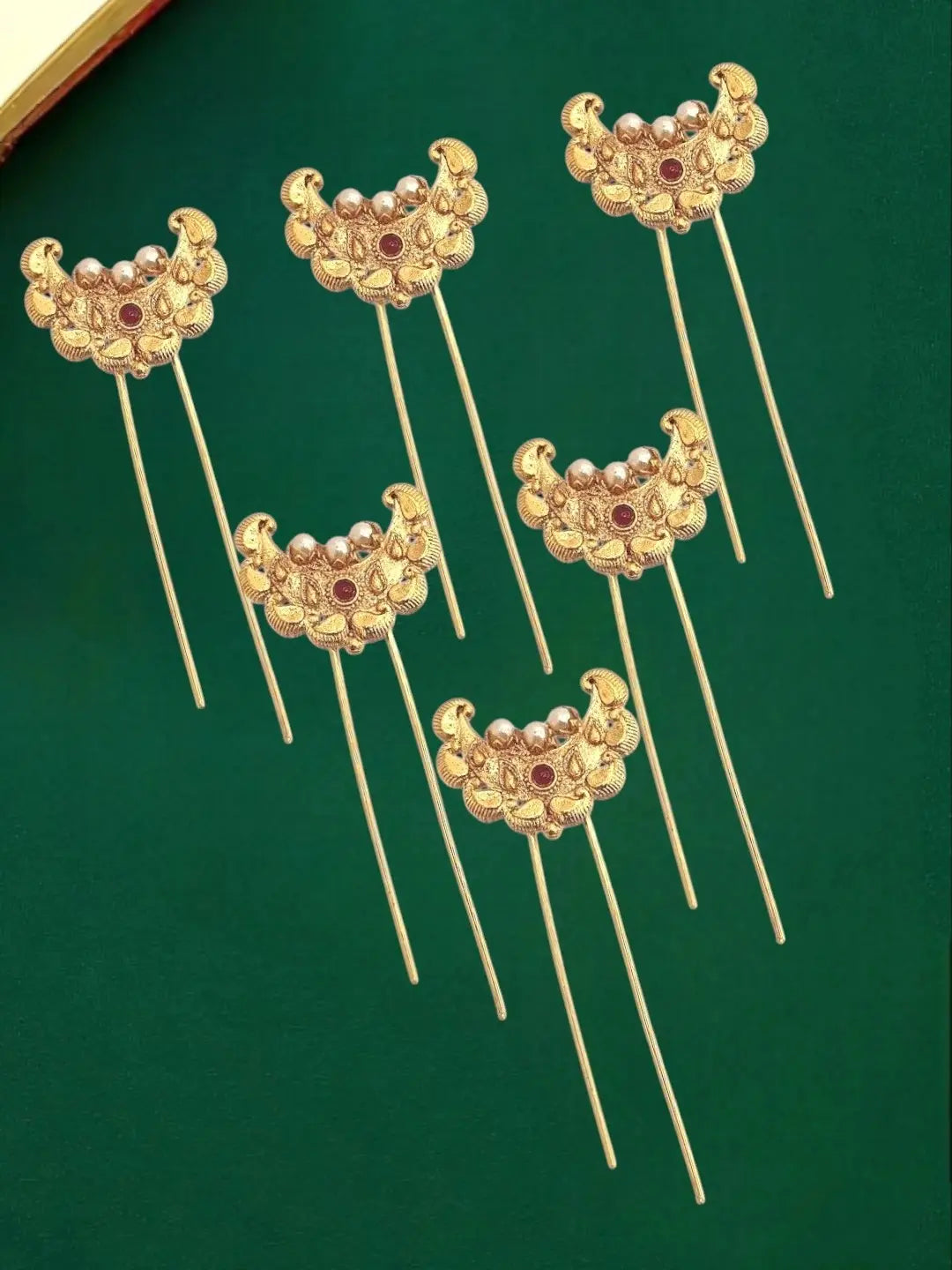 Set Of 6 Gold Plated Chandra U Pin Head Jewellery