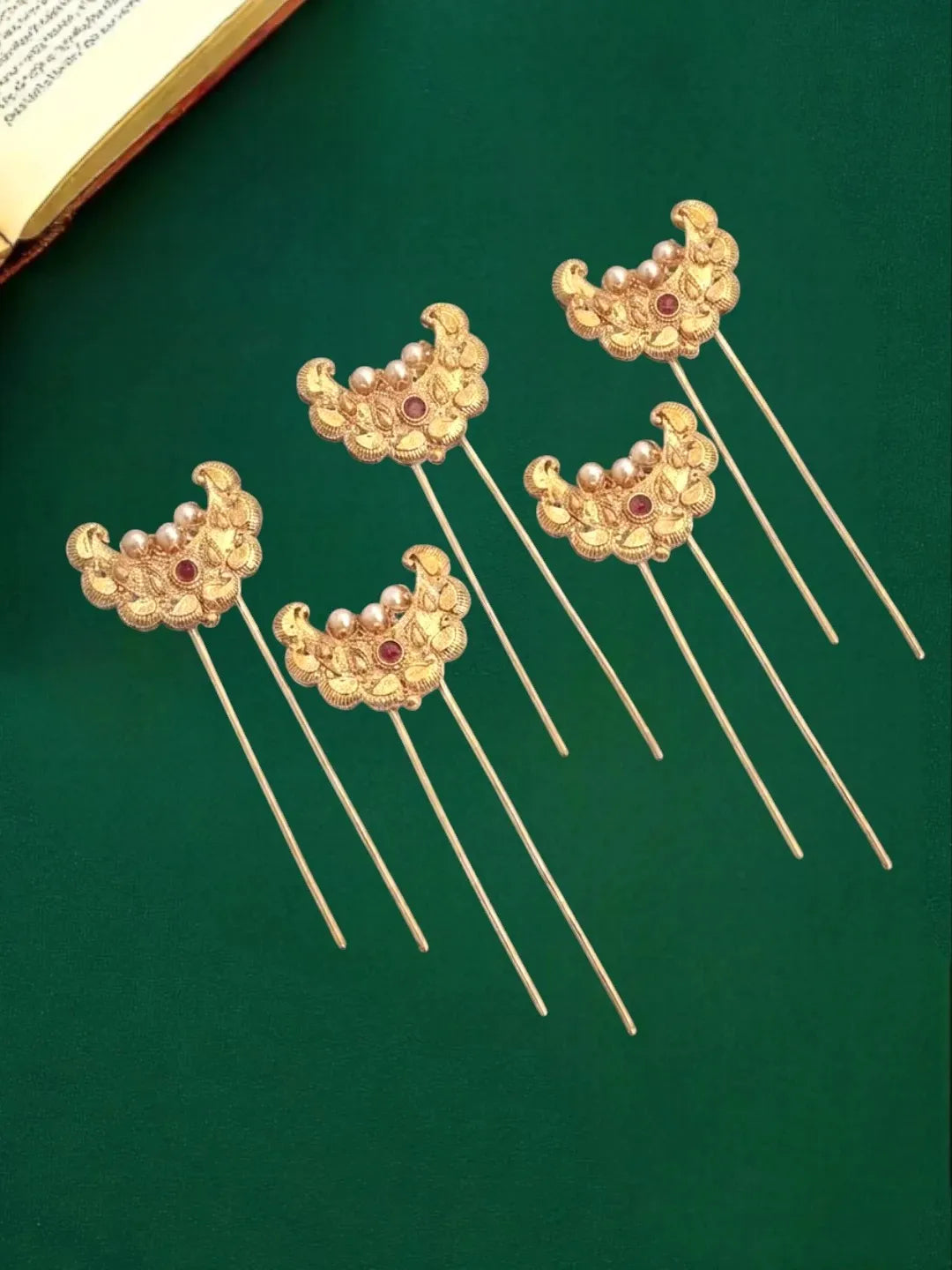 Set Of 6 Gold Plated Chandra U Pin Head Jewellery