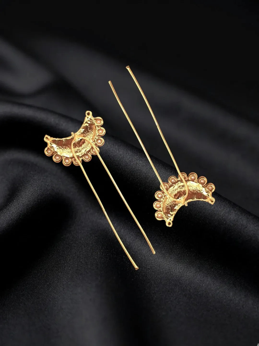 Set Of 6 Gold Plated Moon Shaped Pin Head Jewellery
