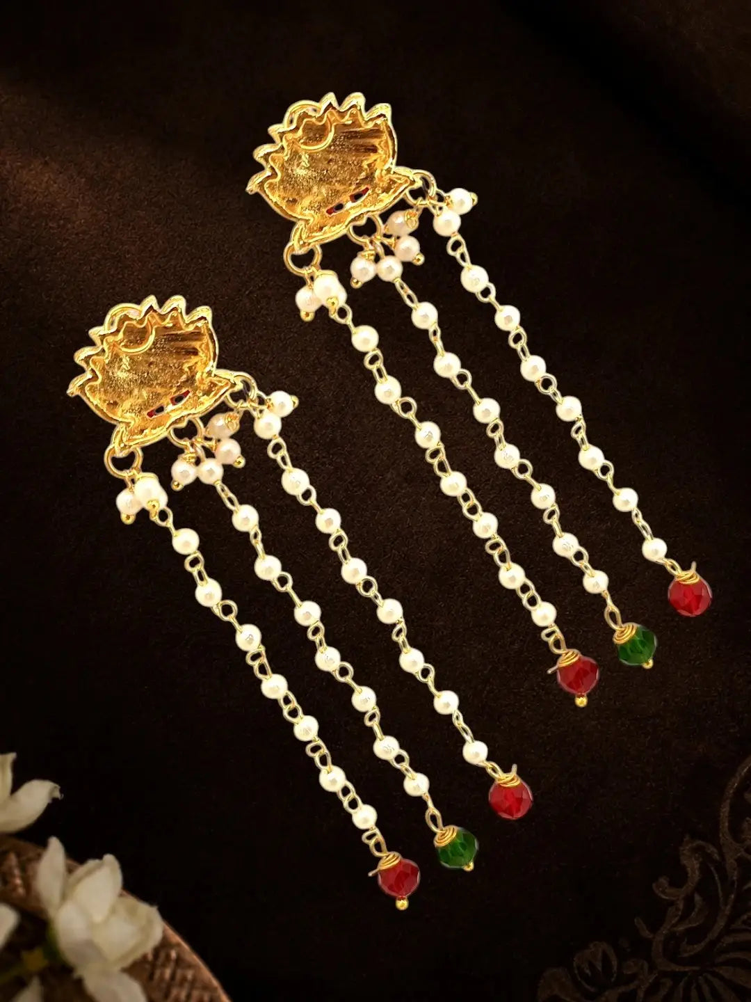 Set Of 6 Green Lotus Meenakari U Pin Head Jewellery