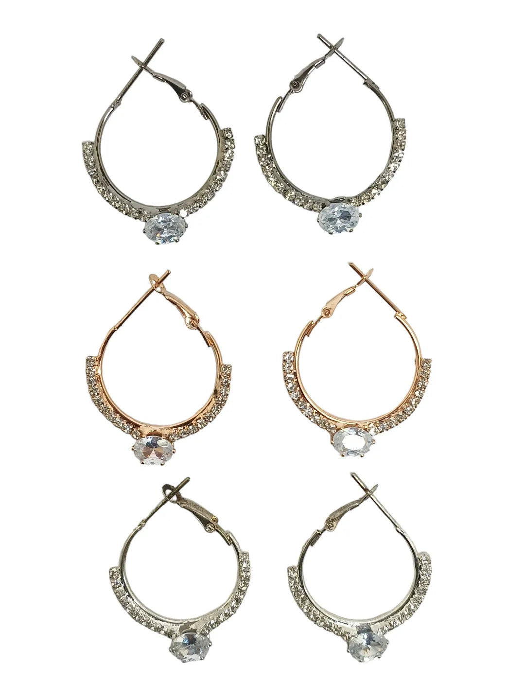 Set Of 2 Gold-Plated Cubic Zirconia Circular Hoop Earrings