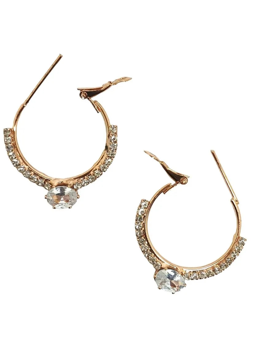Set Of 2 Gold-Plated Cubic Zirconia Circular Hoop Earrings
