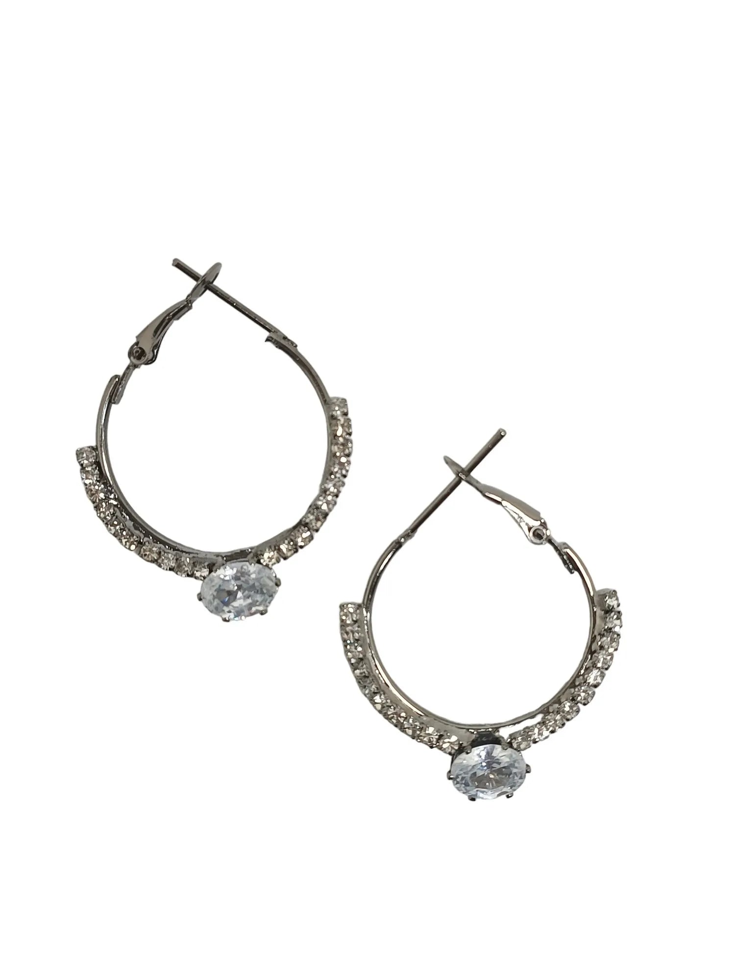 Set Of 2 Gold-Plated Cubic Zirconia Circular Hoop Earrings