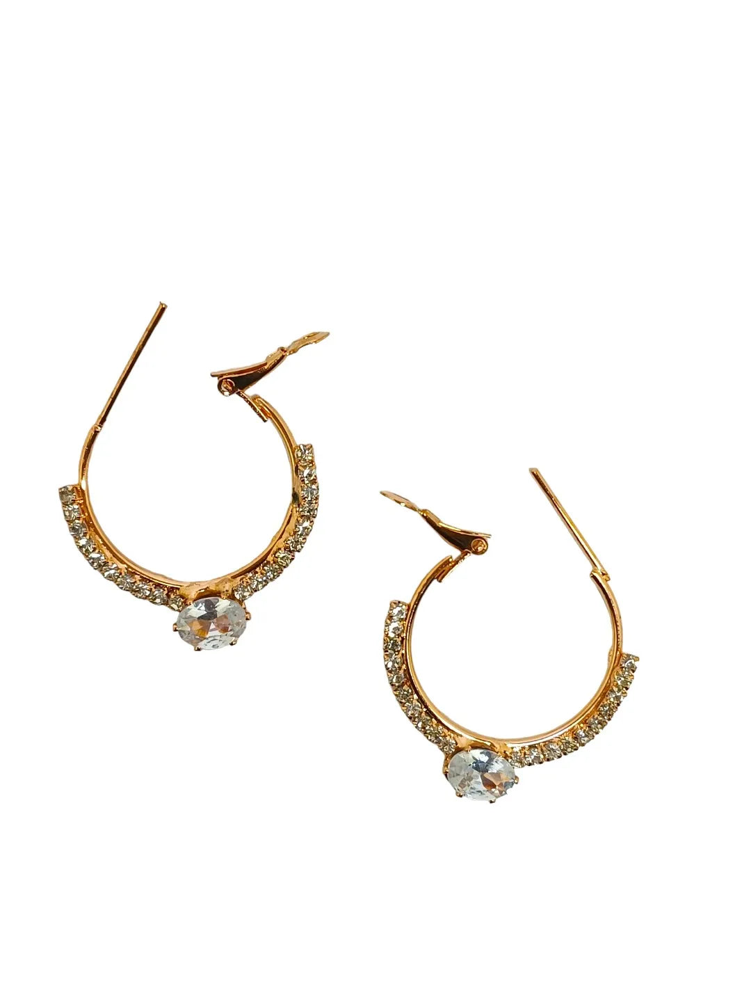 Set Of 2 Gold-Plated Cubic Zirconia Circular Hoop Earrings