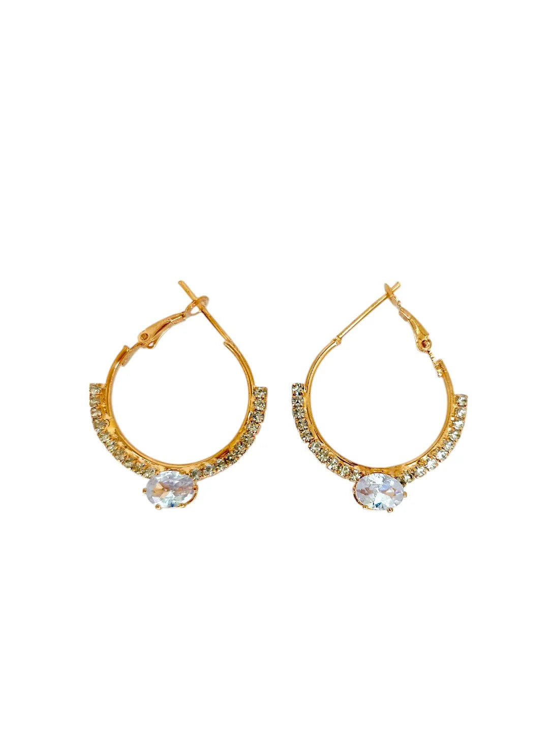 Set Of 2 Silver Plated CZ Studded Circular Shaped Hoop Earrings