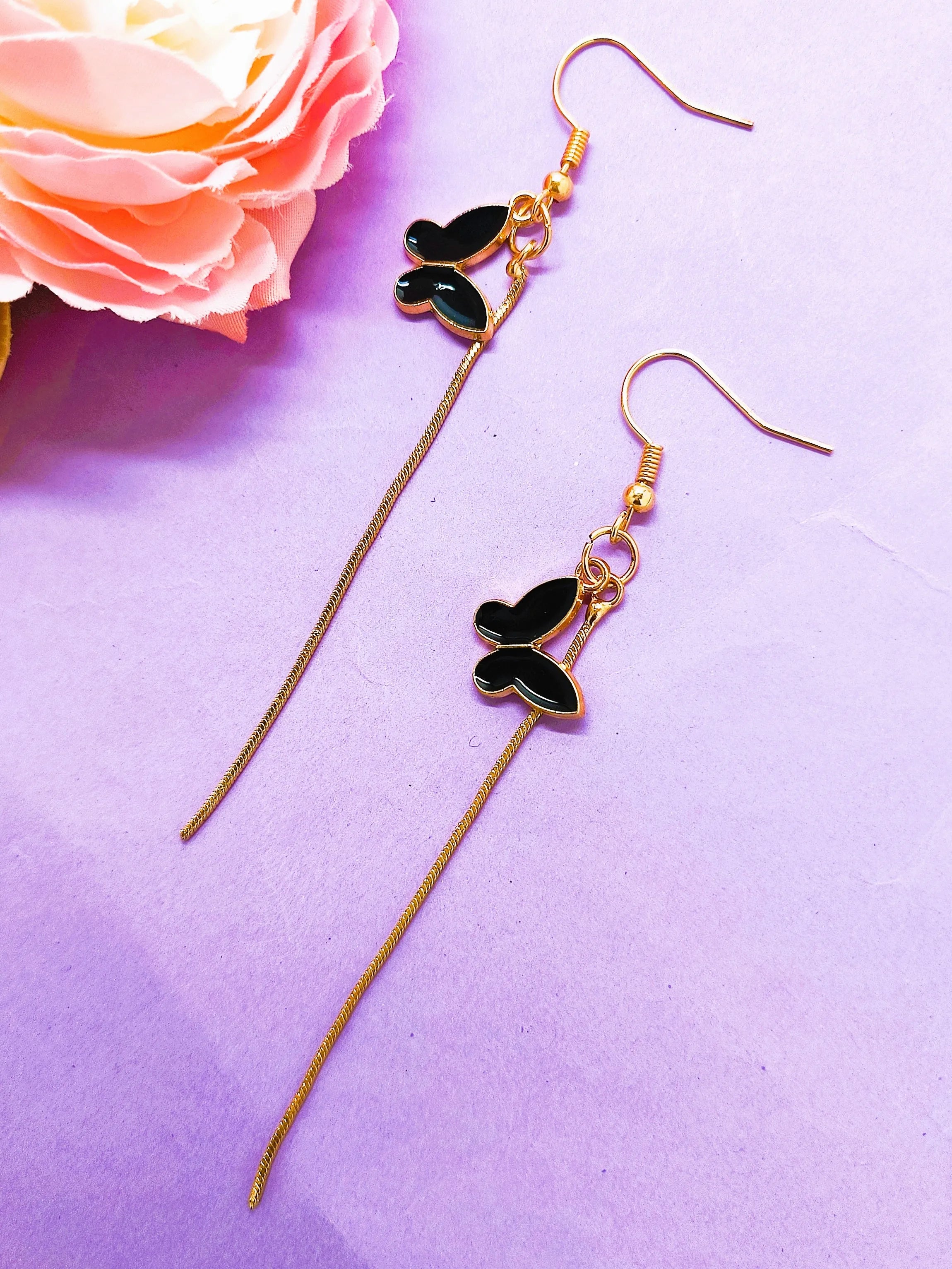 Black Butterfly Drop Earrings