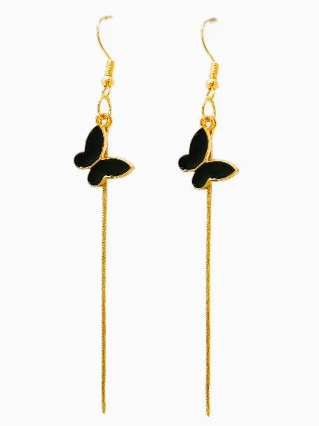 Black Butterfly Drop Earrings
