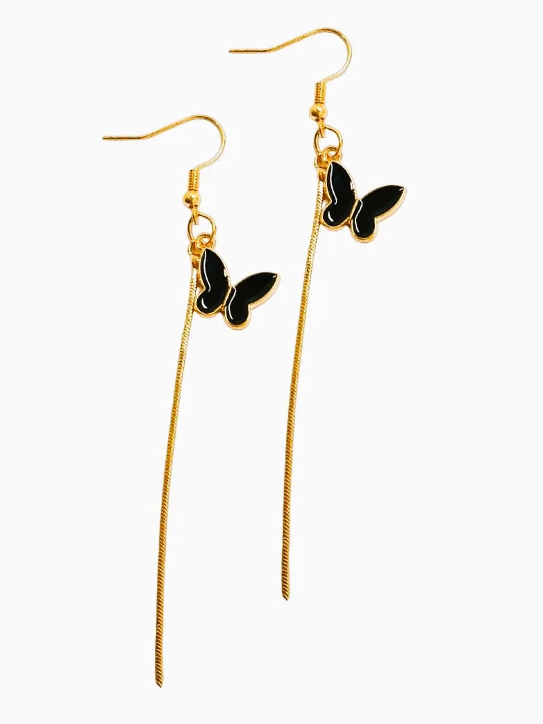 Black Butterfly Drop Earrings