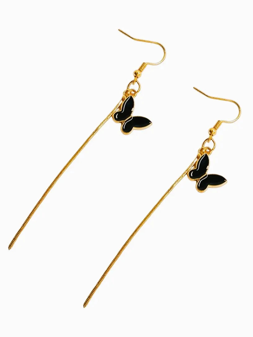 Black Butterfly Drop Earrings