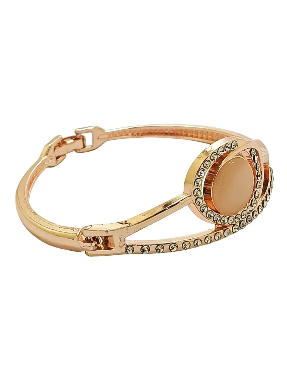 Rose Gold Plated American Diamond Studded Bangle Style Bracelet