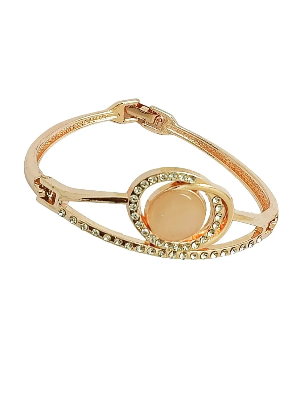 Rose Gold Plated American Diamond Studded Bangle Style Bracelet