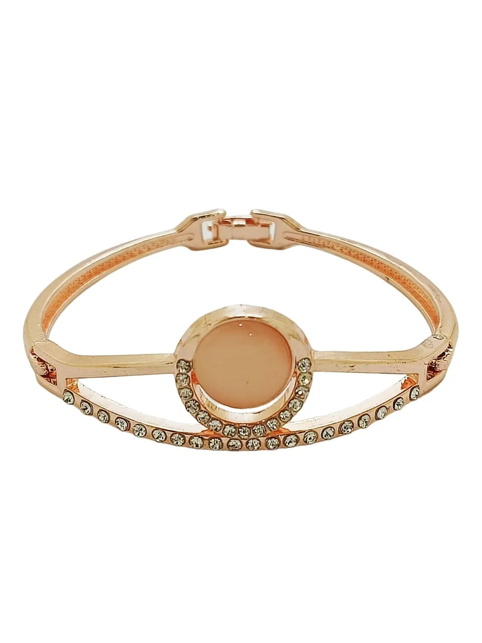 Women Gold Plated American Diamond Studded  Bangle Style Bracelet
