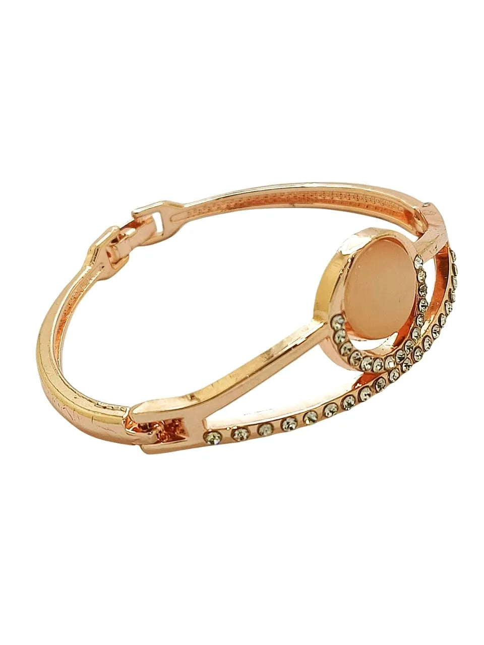 Women Gold Plated American Diamond Studded  Bangle Style Bracelet